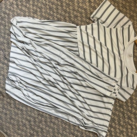 Maternity PinkBlush Maxi full Length stripped dress size small - Picture 3 of 5